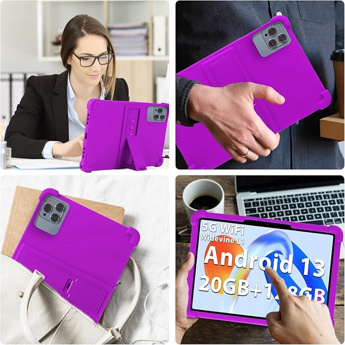 ATOOZ for ROWT 10.1 inch Tablet Case,Soft Silicone Case for ROWT A10/SVITOO Tab 10/Aiprotablet C20e/ZONKO D115/MB1001 10.1 inch Tablet with Stand (Purple)