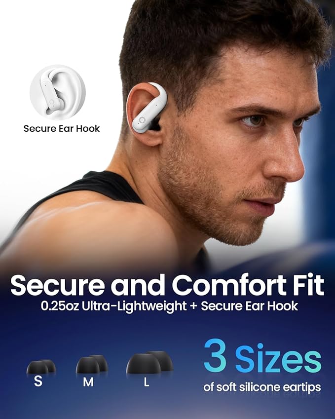 LEEMC Wireless Earbuds, Bluetooth Headphones 6.0, Ear Buds with Touch Screen, ANC ENC Noise Cancelling, 40H Bass Stereo Sound Over-Ear Earphones for iOS, Android, Sports, Workout, White