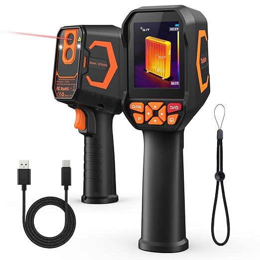 Tadeto Infrared Thermal Camera, Thermal Imaging Camera with Laser Pointer, 256*192 TISR Resolution IR Camera with 320*240 LCD Screen and 9 Thermal Palettes for Electrical/AC/HVAC/Pet/Home Inspection