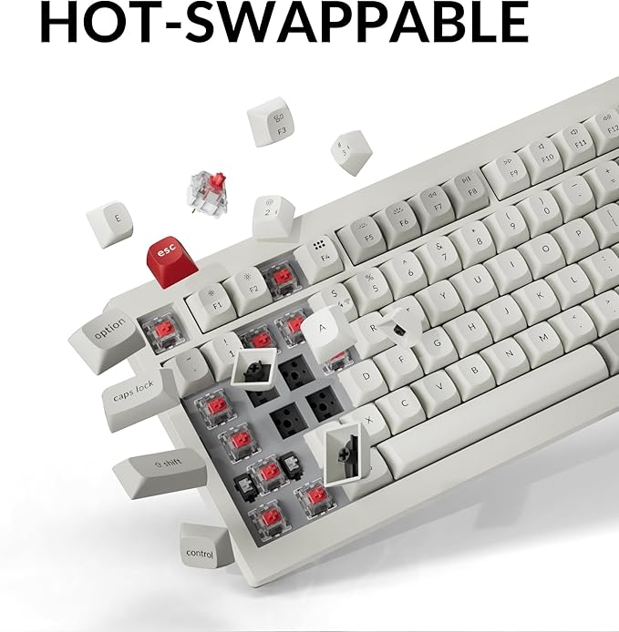 Keychron V6 Max Wireless Custom Mechanical Keyboard, 2.4 GHz Bluetooth 5.1 QMK Full-Size Layout with Hot-swappable Gateron Red Switch RGB Backlight Compatible with Mac Windows Linux