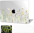 G JGOO Compatible with MacBook Air 13 inch Case 2026 2025-2022 M5 A3449 M4 A3240 M3 A3113 M2 A2681, Clear Hard Shell for MacBook Air 13.6 inch Case +Keyboard Cover +Screen Protector, Green Plant
