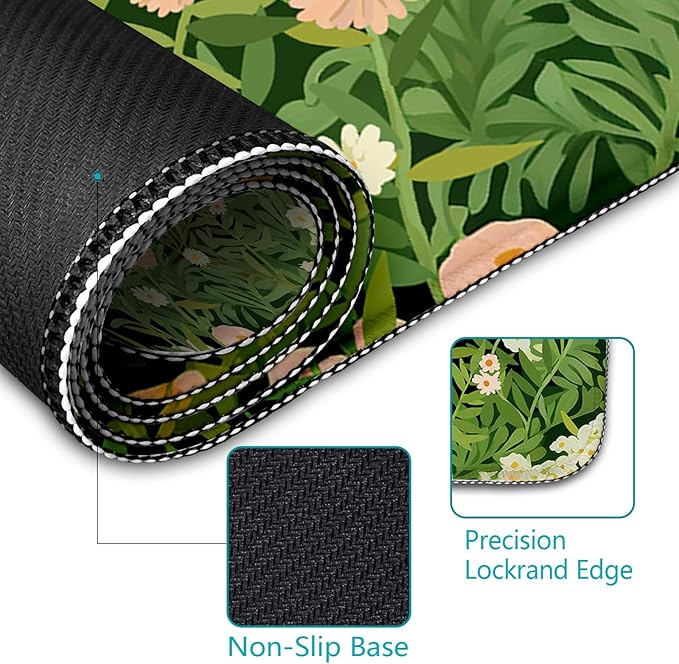 LIMKRIAN Anime Cat Mouse Pad Green Desk Mat, XL Gaming Mouse Pad with Stitched Edges Non-Slip, Large Keyboard Mat for Desktop Computer Laptop Work Home Cute Office Desk Accessories 31.5x11.8 in