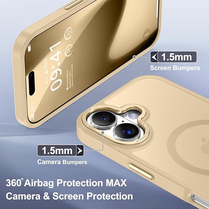 Newfuture Magnetic for iPhone 17 Case [Compatible with Magsafe] [Military Grade Drop Protection] Translucent Matte Anti-Scratch Shockproof Protective Phone Cover 6.3 Inch, Creamy Yellow