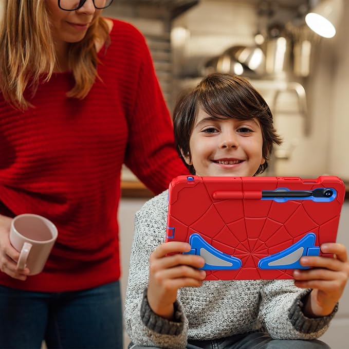 AKABEILA Compatible with Samsung Galaxy Tab S10 FE 2025/Tab S10 Lite 2025 Tablet Case，Lightweight Shockproof Rugged Protective Cover with Kickstand for Kids Children Boys Babies Red Blue