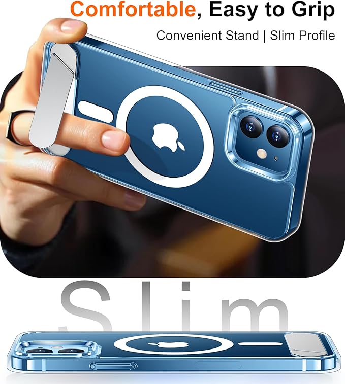 Magnetic Compatible with iPhone 12 Case & iPhone 12 Pro Case, [Built-in Invisible Kickstand][Compatible with MagSafe] [Military Grade Shockproof] Slim Thin Phone Case 6.1"