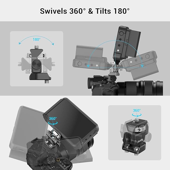 SmallRig Monitor Mount Swivel 360° and Tilt 180° Adjustable Bracket with 1/4"- 20 Screws for 5" and 7" Monitor