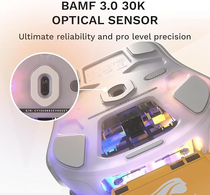 GLORIOUS Gaming Model O3 Wireless Gaming Mouse - InfinitePlay Swappable Battery, 130H Battery Life, 8k Polling, 130M Optical Switches, Ultralight 66g, 30K DPI Optical Sensor, RGB - White