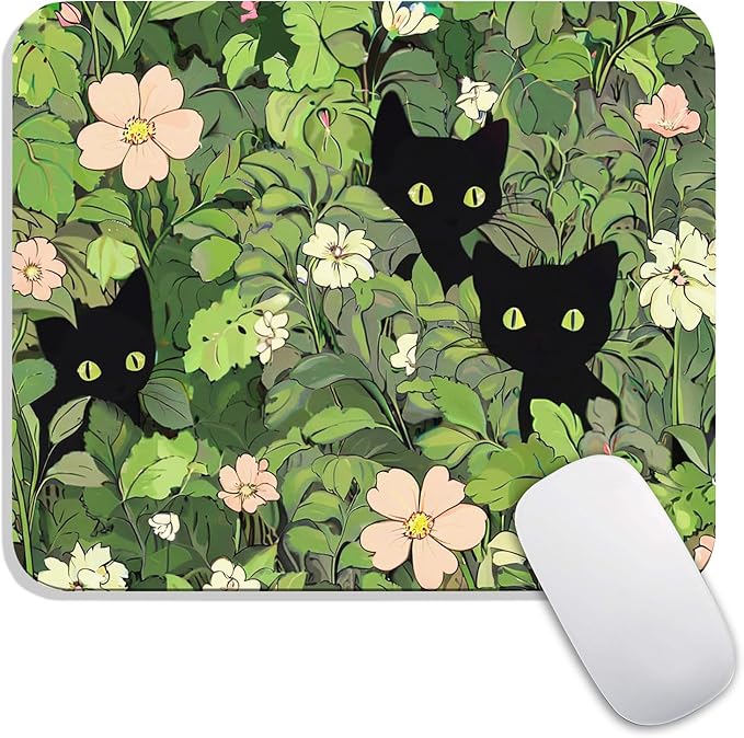 Square Mouse Pad Cute Cats,Personalized Premium-Textured Custom Mouse Mat Design,Washable Mousepad Lycra Cloth,Non-Slip Rubber Base Computer Mouse Pads for Wireless Mouse