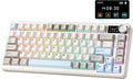 YUNZII B75 PRO MAX QMK/VIA Wireless Mechanical Keyboard,75% Layout with Screen and Knob,Custom Hot Swap Gasket,Creamy Pre-lubed Switches,Bluetooth/Type-C/2.4G for Win/Mac (Beige,Candy Switch)