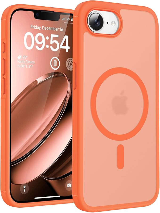 TOCOL for iPhone 17e Case, Compatible with Magsafe, Military Drop Protection, Slim Translucent Matte Shockproof for iPhone 17 e Case 6.1 inch (Orange)
