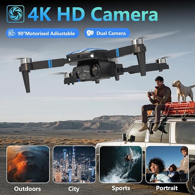 TTROARDS Drone with Camera 4k for Adults, FPV Drone with Screen Professional Brushless Motor 270° Obstacle Avoidance Optical Flow Positioning, Foldable Remote Control Quadcopter for Beginners