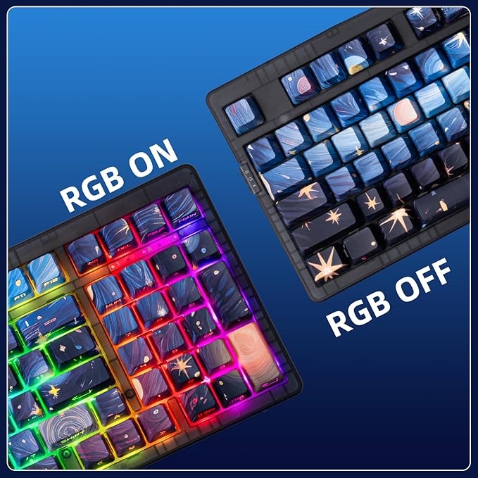 ZORNHER ZH980 Mechanical Keyboard,95% Blue Creamy Keyboard with Number Pad,Van Gogh's Starry Night Dye Sublimation PBT Keycaps,Pre-lubed Silent Switches,Hot-Swappable