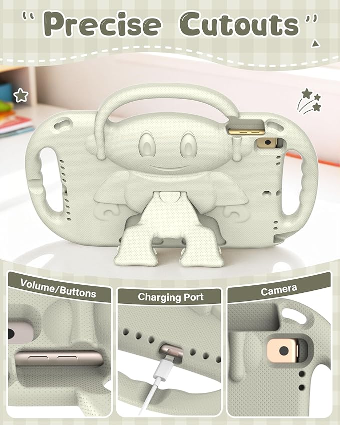 Kids Case for iPad 9th/8th/7th Generation (10.2 inch,2021/2020/2019), Kids Case for iPad Air 3rd Gen 10.5"/Pro 10.5, Durable Shockproof Cover with Shoulder Strap/Handle/Kickstand, Light Grey
