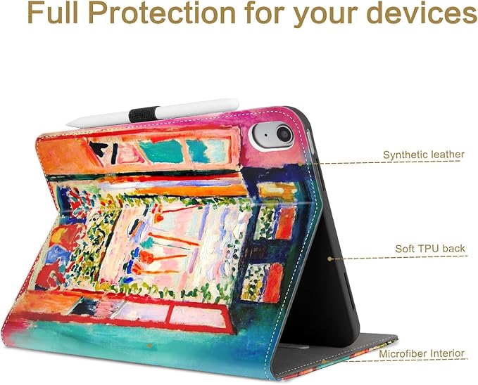 Vimorco Case for iPad (A16) 11th Generation 2025, for iPad 11th/10th Generation Case, Pencil Holder & Hand Strap & Pocket, Multiple Stand Protector PU Leather Shell Cover, Auto Wake/Sleep, Window