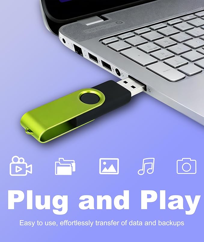 4GB USB Flash Drive 1 Pack Nicepicten Swivel Thumb Drives Jump Zip Drive USB 2.0 Flash Drives 4GB Memory Sticks with Lanyards - Blue