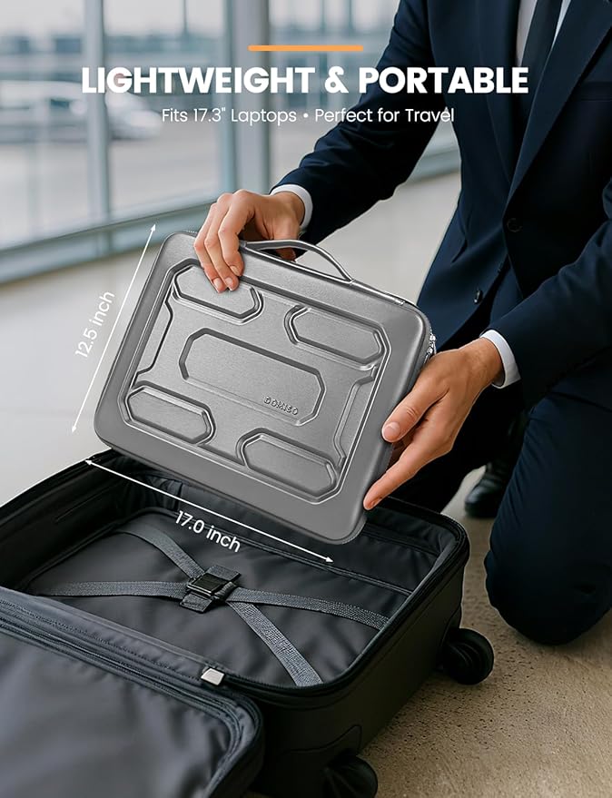 DOMISO 17 inch Laptop Sleeve with Handle Shockproof Waterproof EVA Protective Case for 17.3" ZBook Fury 17.3 G8/MSI GS73VR Stealth Pro/HP Envy 17/LG Gram 17"/ROG Strix GL702VS, Silver