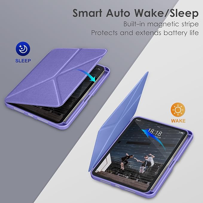 DTTO Case for iPad mini 7 (A17 Pro) 2024 / iPad mini 6 2021 8.3 inch with Pencil Holder, Multi-Angle Magnetic Standing Cover for iPad mini 7th/6th Generation [Auto Wake/Sleep], Purple