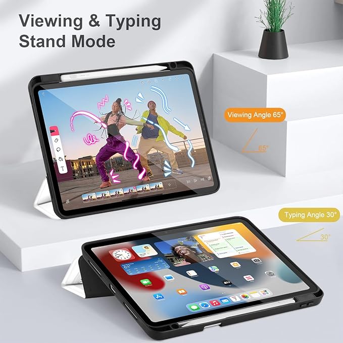 Tuiklol for iPad Pro 11 Inch Case M2 2022 Gen 4th -Built-in Pencil Holder Shockproof Cover Clear Transparent Back Shell Fit for iPad 11’’ 2021 2020 2018 Gen 3rd/2nd/1st for Kid, Lovely Elephant