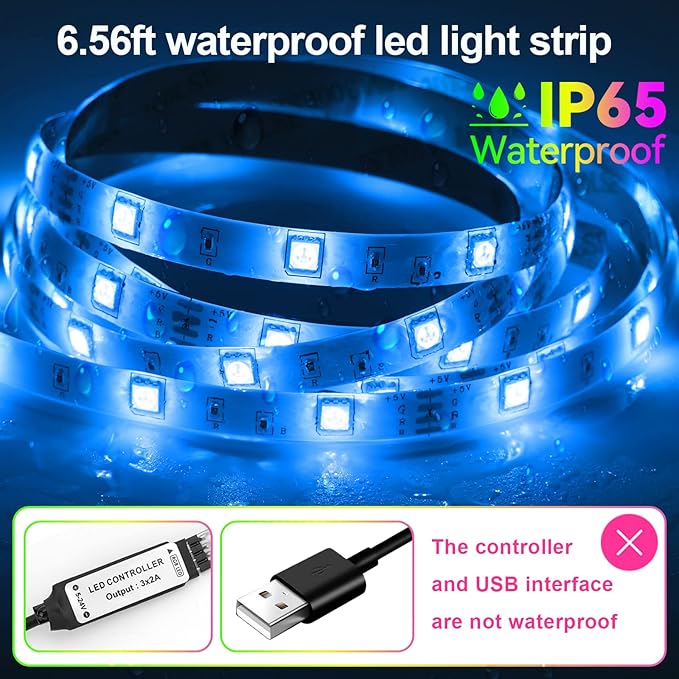 LED Strip Lights Kit, 2x6.56Ft RGB LED Lights Strip for 40-60in TV LED Backlight, Color Changing Strip Light Waterproof IP65 with Remote, USB TV Lights Bias Lighting for Home PC Monitor Desk