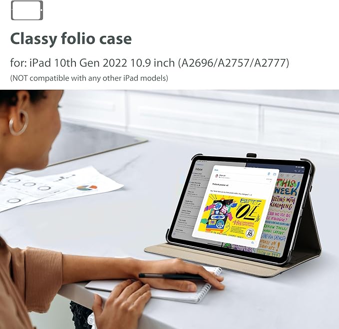 ProCase for iPad A16 11th Generation 11 Inch 2025/iPad 10th Generation Case 10.9 Inch 2022, iPad 11/10 PU Leather Case Business Stand Cover Smart Folio with Hand Strap Front Pocket Pen Loop -Navy