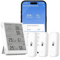 WiFi Thermometer Hygrometer Sensor, Temperature and Humidity Monitoring via app, 100m Range, Compatible with Alexa (3 sensors + basestation)