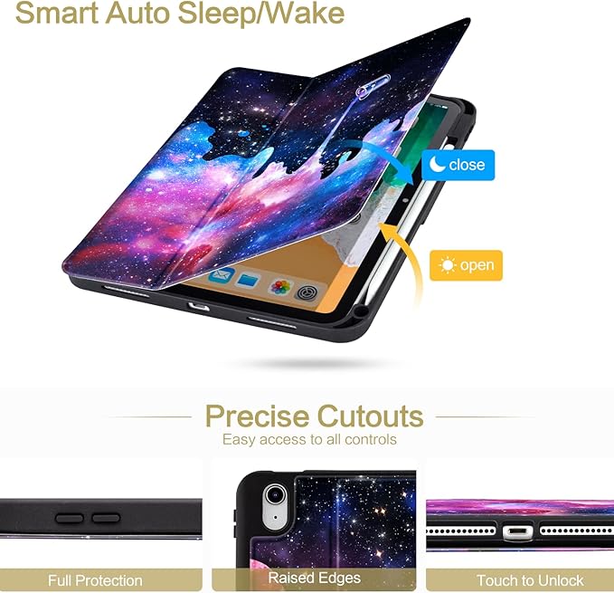 Lokigo Case for iPad (A16) 11th Generation 11 Inch 2025, iPad 10th Generation 10.9 inch 2022, Protective Cover with Hard PC Back Shell Cover, Support Touch ID, Sky