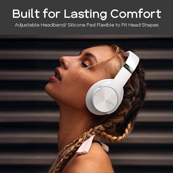 DOQAUS Bluetooth Headphones Over Ear, 90H Playtime, 3 EQ Modes, HiFi Audio, ENC Mic, Reinforced Durable Frame & Soft Earpads for Extended Wear, Phone, PC, Travel