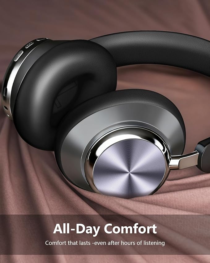 Wentronic Y03 Bluetooth Headphones Wireless Active Noise Cancelling Over Ear Headphones 48 Hours Playtime High Sound Quality 6 EQ Music Mode Headphones with Soft Ear Cushion - Grey
