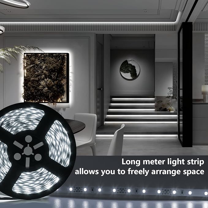 LED Strip Lights 100ft Dimmable 6000K Bright White Strip Lighting, 30M 1800 LEDs 2835 Flexible Ribbon Light, 12V LEDs Tape LED Lights for Bedroom,Kitchen, Home Decoration
