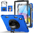 Case for iPad (A16) 11th/10th Generation Case: Protective Cover for iPad 11th Gen 11 Inch 2025 &10th Gen 10.9" 2022 with Screen Protector- Stand- Shoulder Strap- Handle- Pencil Holder-Black+Blue