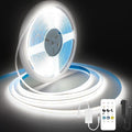 Pandery COB LED Strip Lights Cool White,24V Dimmable led Light Strip KIT with Remote and app Control,6000K 25FT/7.5m 8mmwide Ra>90 Cuttable Flexible Strip Lights for Bedroom,Wardrobe,Cabinet