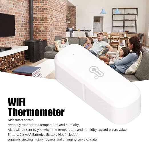 Battery-Powered Temperature and Humidity Sensor with APP Control, Notification Alarm, and Changing Curve, Wide Range Monitoring