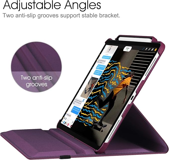 Fintie Rotating Case for iPad Pro 12.9-inch 6th Generation 2022-360 Degree Swiveling Protective Cover with Pencil Holder, Auto Sleep/Wake, Also Fit iPad Pro 12.9" 5th/4th/3rd Gen, Purple