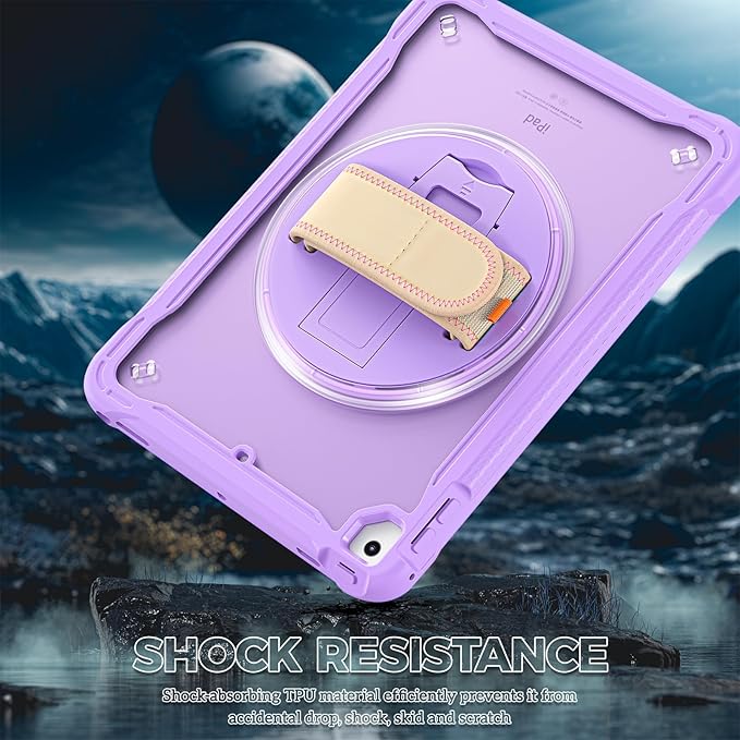 ProCase Rugged Case for iPad 9.7 Inch 5th 6th Gen/iPad Air 2 / iPad Pro 9.7 Case, Heavy Duty Shockproof Rugged Cover with Hand Strap 360 Degree Rotatable Kickstand Protective for iPad 9.7" -Purple