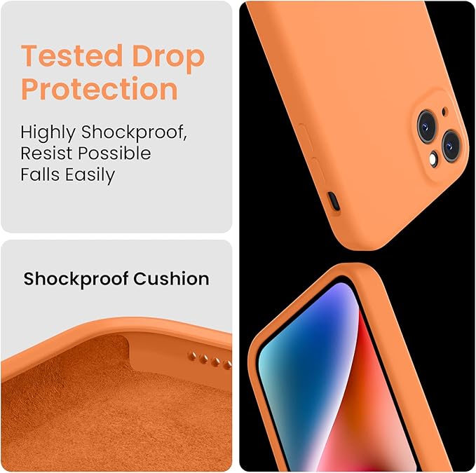 FireNova Designed for iPhone 13 Case, Silicone Upgraded [Camera Protection] Phone Case, Soft Anti-Scratch Microfiber Lining Inside, 6.1 inch, Kumquat