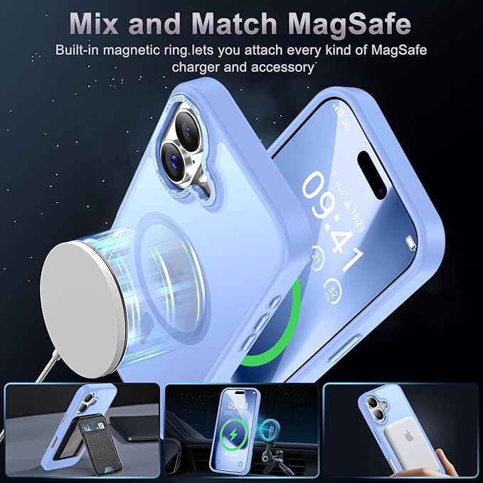 Newfuture Magnetic for iPhone 17 Case [Compatible with Magsafe] [Military Grade Drop Protection] Translucent Matte Anti-Scratch Shockproof Protective Phone Cover 6.3 Inch, Blue