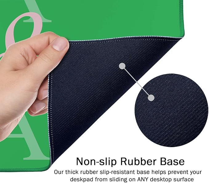 SSOIU Extended Gaming Mouse Pad (35.5x15.7 in), Large Stable Rubber Base Mousepad with Stitched Edges, Keyboard Mouse Mat Desk Pad for Work, Game, Office, Home - AkA 1908 Cool Design Green Color