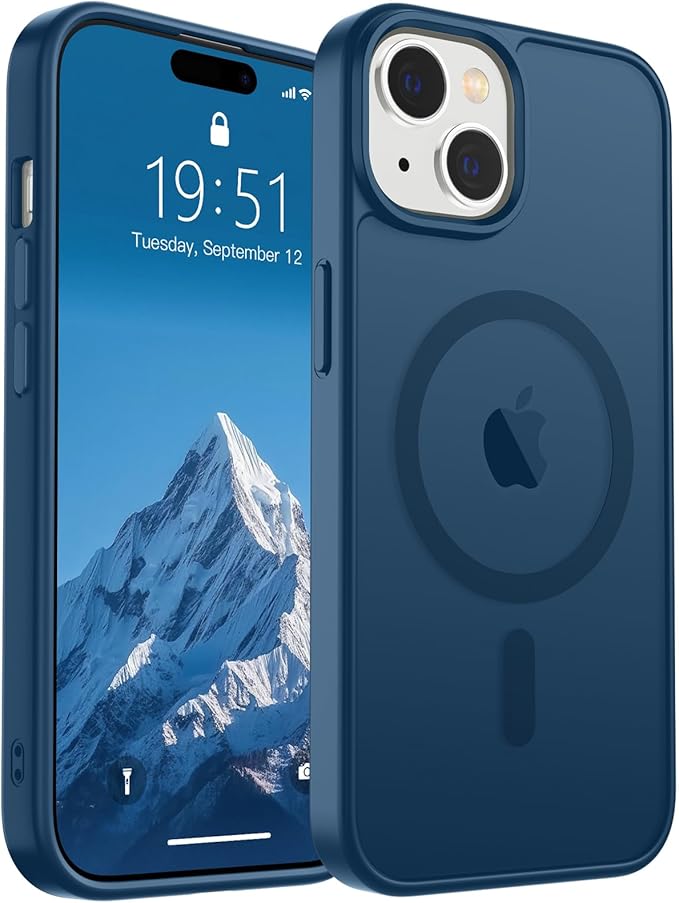 SUPFINE Magnetic for iPhone 15 Case (Compatible with MagSafe) (Military Grade Drop Protection) Slim Translucent Matte Shockproof with Anti-Fingerprint Phone Case,Deep Blue