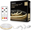 Tatazone White COB Led Strip Lights Max with RF Remote, 16.4ft 2700K CRI93+ Dimmable Ultra Bright Warm White COB Light Strip, Adhesive Indoor COB Led Lights for Living Room, Shelf, Cabinet