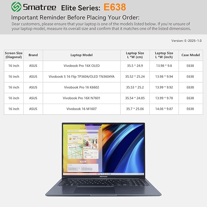 Smatree Laptop Sleeve for 16 inch ASUS Vivobook 16 M1607/S 16 Flip TP3604/S 16 Flip OLED TN3604YA, for 16 inch Vivobook Pro 16 K6602/16X OLED/16X N7601, Case with Pocket, Pink(E638P)