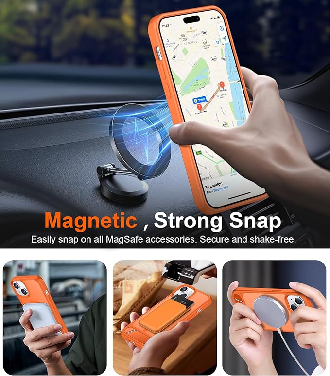 Magnetic Compatible with iPhone 15 Case, [Built-in Invisible Kickstand][Compatible with MagSafe] [Military Grade Shockproof] Slim Translucent Matte Phone Case for iPhone 15 6.1"