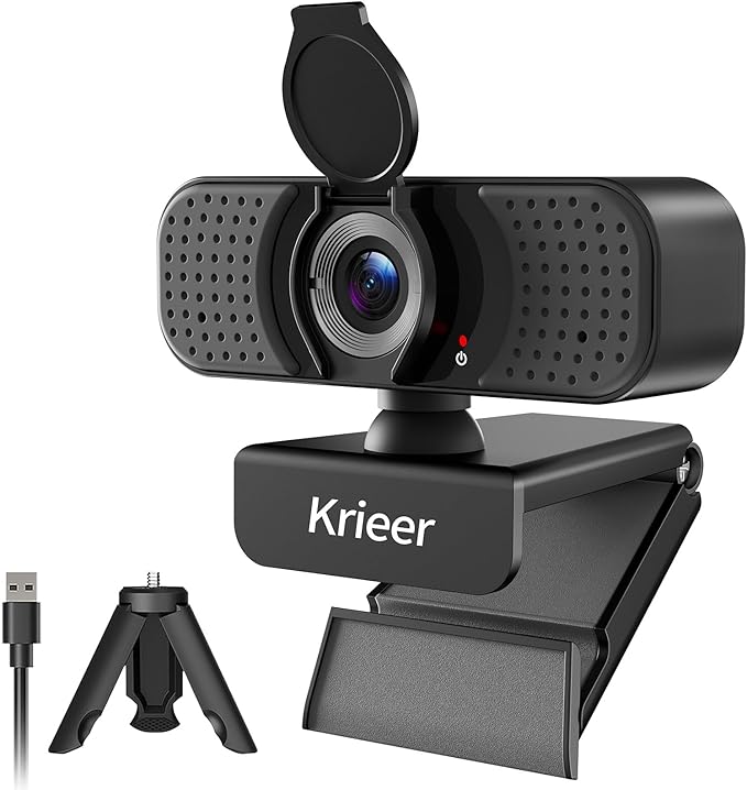 1080P Hd Webcam with Dual Mics &Rotatable Tripod,Privacy Cover for Pc/Laptop, Usb Computer Camera Plug & Play with Auto Light Correction for Video Calls, Live Streaming Gaming & Online Meetings