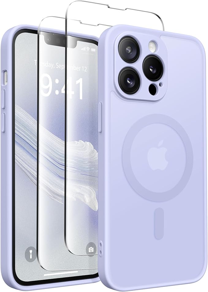 CAPRARO CAPRRO Magnetic for iPhone 13 Pro Max Case, [Compatible with MagSafe] [Full Camera Protection] Shockproof Protective Slim Translucent Matte Phone Case for iPhone 13 Pro Max 6.7'', Lilac