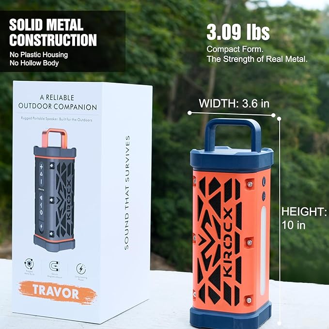 TRAVOR Magnetic Bluetooth Speaker, 45W Rugged All-Aluminum Build Portable Outdoor Speaker, Deep Bass, IP68 Waterproof, TWS Wireless Speaker for Golf Cart, Camping, Beach (Cloud Dancer Metallic)