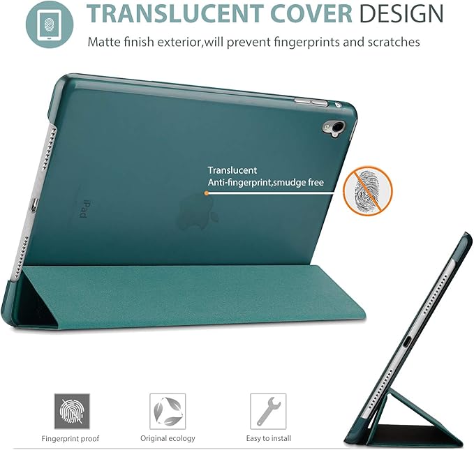 ProCase Smart Case for iPad Pro 9.7 Inch 2016, Ultra Slim Lightweight Stand Smart Case Shell with Translucent Frosted Back Cover for iPad Pro 9.7 Inch (A1673 A1674 A1675) -Emerald