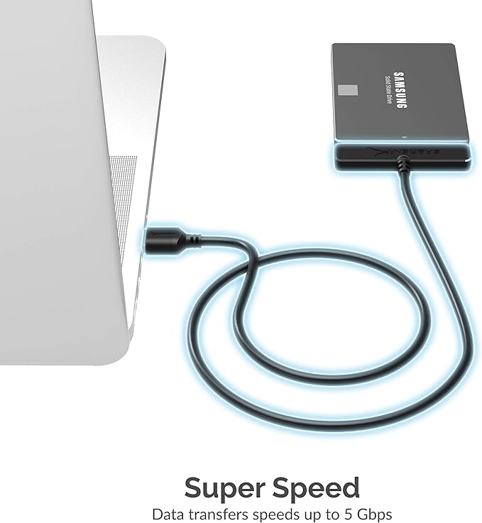 SABRENT USB 3.0 to 2.5” SATA Adapter Cable for SSD & Laptop HDD, UASP Support, 5Gbps Data Transfer, USB-Powered (No External Power), Compatible with SATA I/II/III Drives (EC-SSHD)