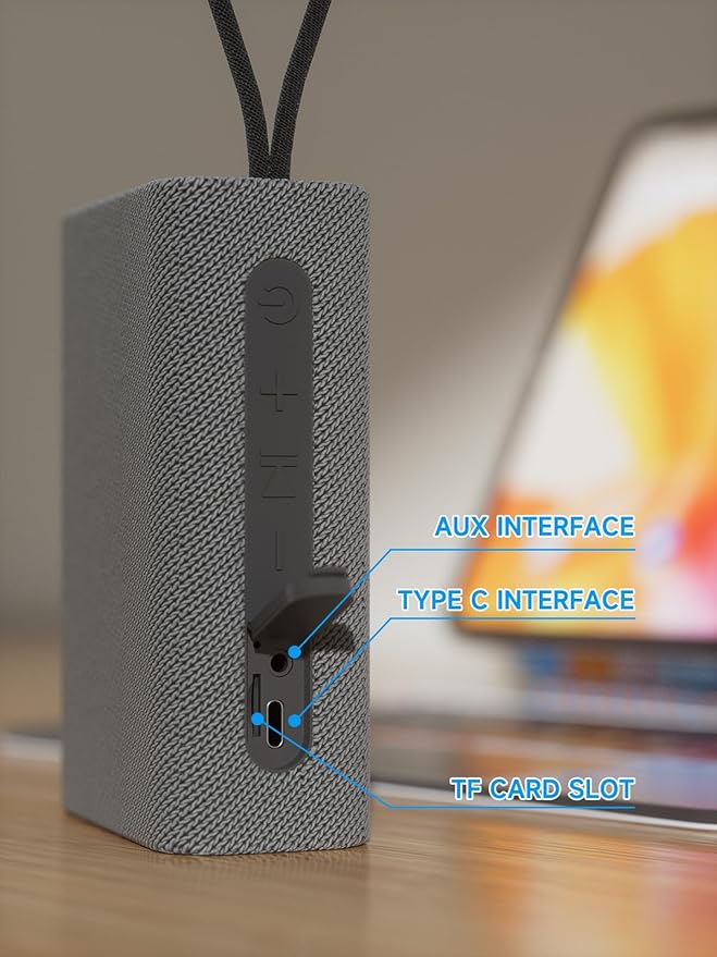 PEICHENG Speaker, Portable Wireless Bluetooth Speakers, Waterproof Loud Stereo Sound with RGB Lights TWS Paire Long Playtime for Home/Party/Outdoor, Electronic Gadgets (1PCS, Gray)