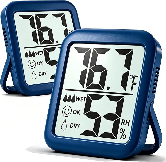 Antonki 2 Pack Room Thermometer for Home, Hygrometer Indoor Humidity Meter Gauge, Digital Temperature and Humidity Monitor Sensor for House, Terrarium, Incubator, Greenhouse - Battery Included