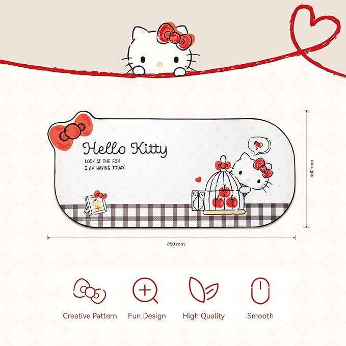 Kuitmor Kawaii Anime Cat Mouse Pad, Non-Slip Waterproof Desk Mat for Keyboard, Durable Large Extended Mouse Pad with Bowknot Shape Edge for Office Gaming - HLK