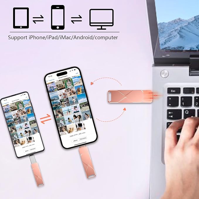 256GB USB Flash Drive High-Speed Thumb Drive- Portable Jump Drive for Data Storage, Backup, and File Transfer for PC Laptop Desktop (Rose, 256)